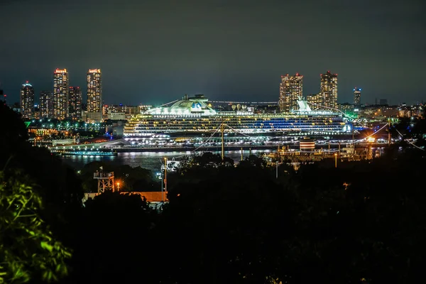 Luxe Lijnboot Die Zichtbaar Vanaf Het Heuvelpark Met Uitzicht Haven — Stockfoto