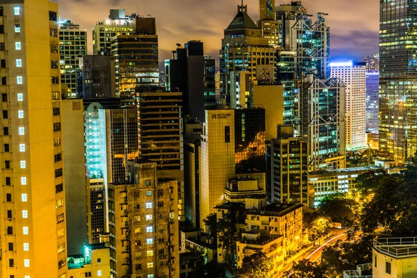 Dos Arranha Céus Região Administrativa Especial Hong Kong Vista Noturna — Fotografia de Stock