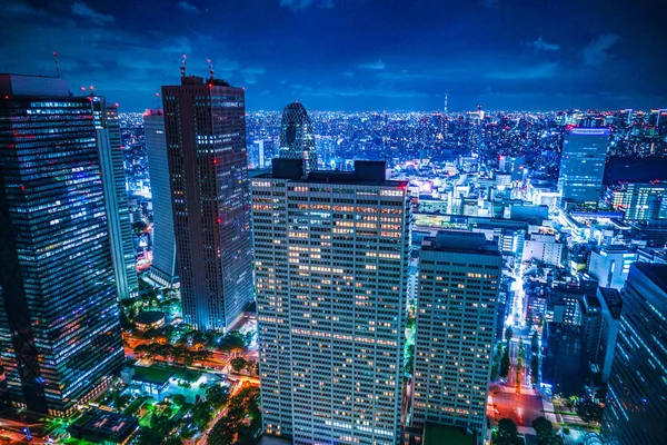 Vista Nocturna Tokio Vista Desde Plataforma Observación Del Edificio Del —  Fotos de Stock