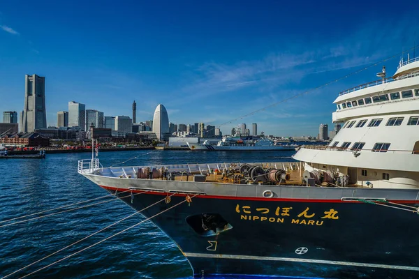 Nippon Maru Het Yokohama Stadsgezicht — Stockfoto