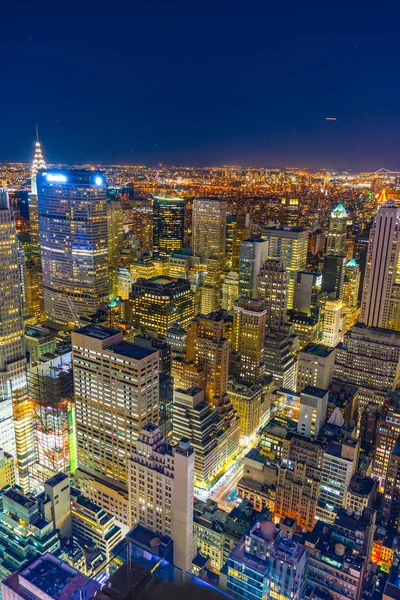 Nachtaufnahme Der Innenstadt Von Der Spitze Des Felsens Aussichtsplattform Rockefeller — Stockfoto