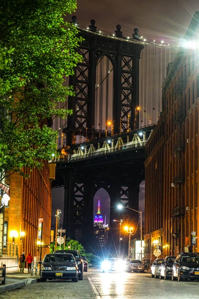 Noite Ponte Manhattan — Fotografia de Stock