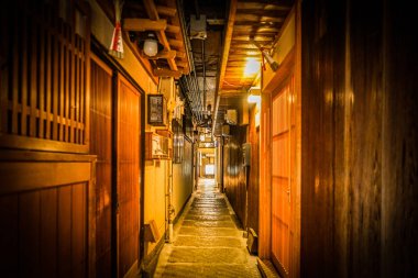 Kyoto Pontocho 'nun arka sokağı.