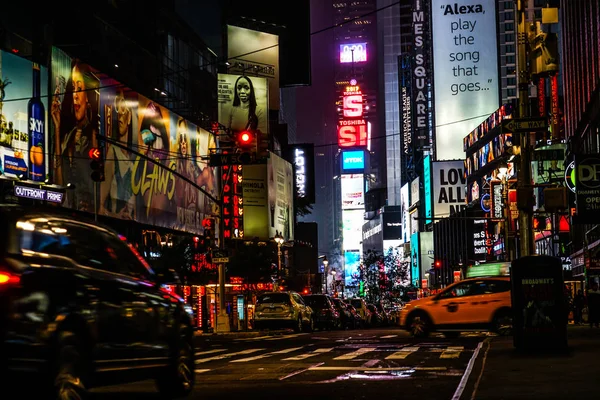 纽约时代广场的夜景 时代广场 — 图库照片