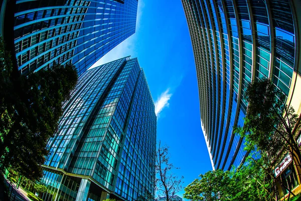 Jokohama Minato Mirai Výškových Budov Modré Oblohy — Stock fotografie