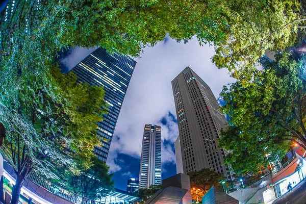Tóquio Shinjuku Arranha Céus Visão Noturna — Fotografia de Stock