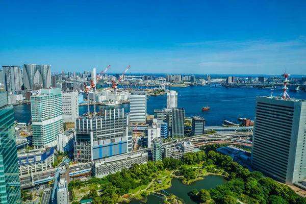 Kyu Shiba Rikyu Tuin Het Tokio Stadsgezicht — Stockfoto