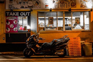 Motorcycles and ramen shop clipart