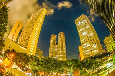 Tokyo Shinjuku gökdelenler gece görüşü