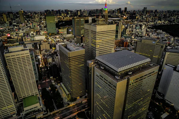 Shinjuku Der Stadtlandschaft Und Sonnenuntergang Sichtbar Von Der Sternwarte Des — Stockfoto