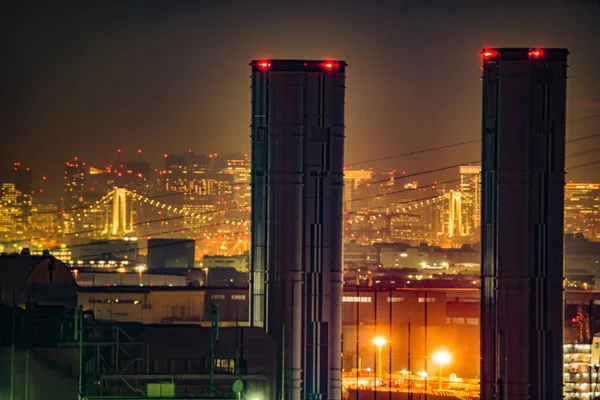 Keihin Regio Rainbow Bridge Die Zichtbaar Vanaf Kawasaki Marien — Stockfoto