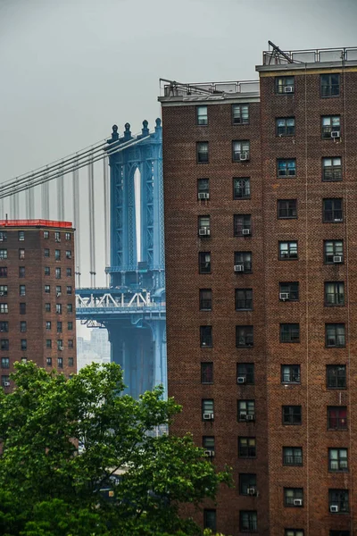 Бруклинский Мост Городской Пейзаж Нью Йорка — стоковое фото