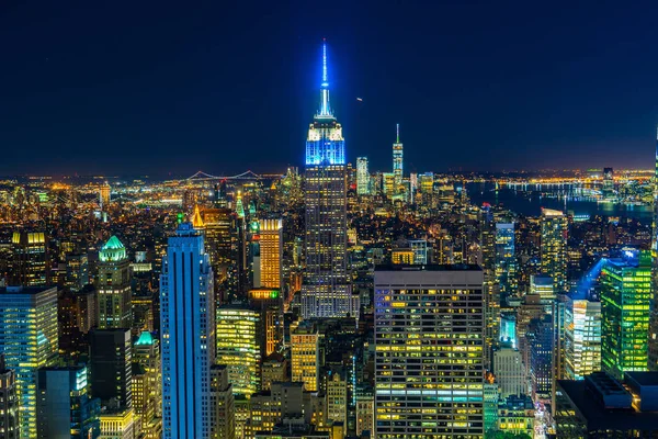 Downtown Nachtzicht Vanaf Top Van Rock Rockefeller Center Observation Deck — Stockfoto