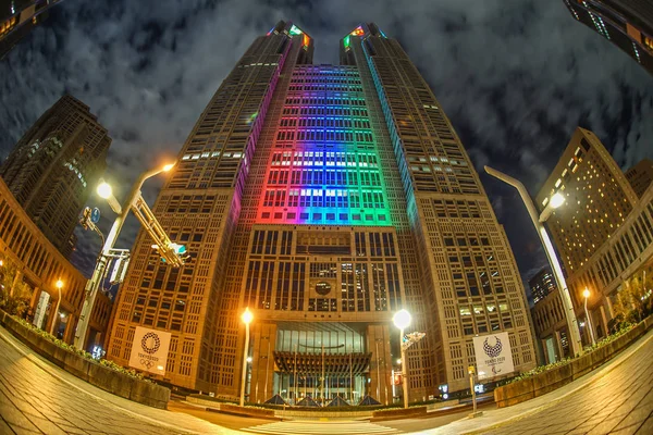 Gobierno Metropolitano Tokio Color Olímpico Paralímpico Iluminado —  Fotos de Stock