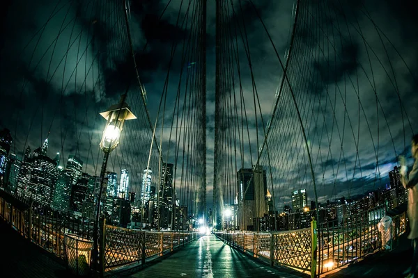 布鲁克林大桥之夜 — 图库照片