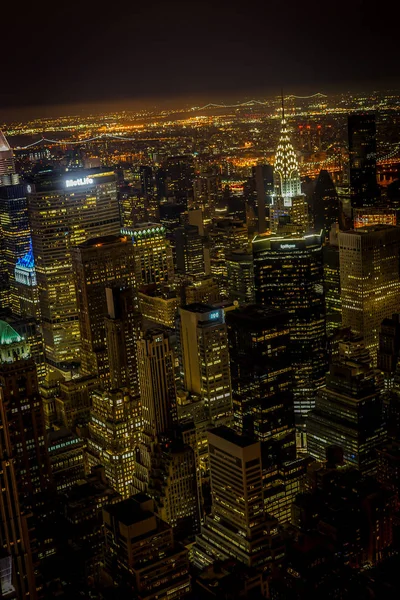 New York Nachtzicht Gezien Vanaf Het Empire State Building — Stockfoto