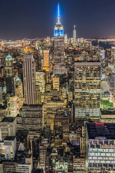 Vista Noturna Baixa Vista Topo Rock Rockefeller Center Observation Deck — Fotografia de Stock