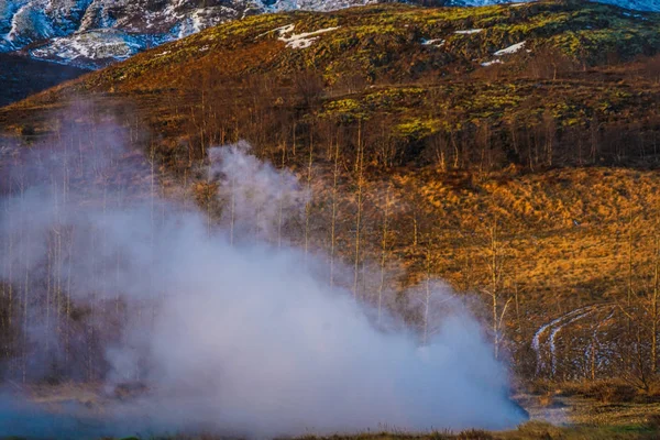 Krajobraz Wschód Słońca Islandii Geysir — Zdjęcie stockowe