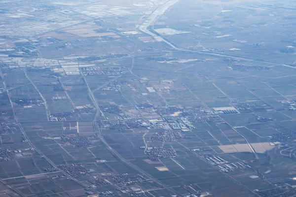 Pekín China Paisaje Urbano Visto Desde Avión — Foto de Stock