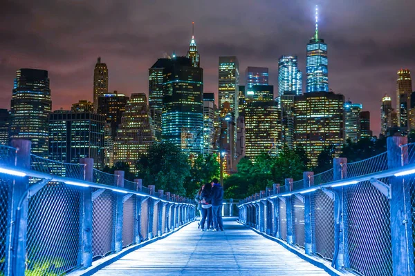 Vista Noturna Povo Nova York Manhattan — Fotografia de Stock