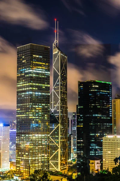 香港特別行政区夜景の高層ビル群 — ストック写真