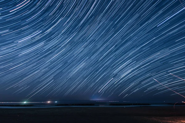 110 Minutes Star Trajectory Sendai Arahama Coast — Stock Photo, Image