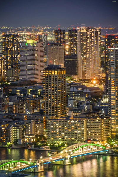 Caretta Shiodome Dan Tokyo Gece Manzarası — Stok fotoğraf