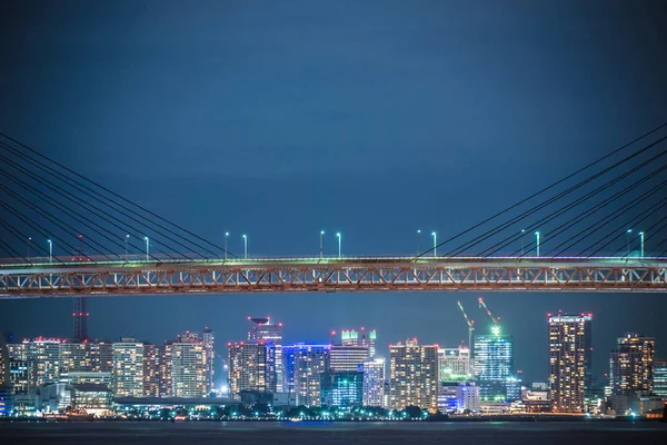 Puente Bahía Yokohama Yokohama Minato Mirai Vista Nocturna — Foto de Stock