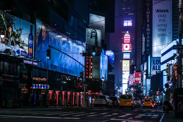 Vista Noturna New York Times Square Timessquare — Fotografia de Stock