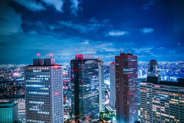 东京市政府大楼观景台上的东京夜景 — 图库照片