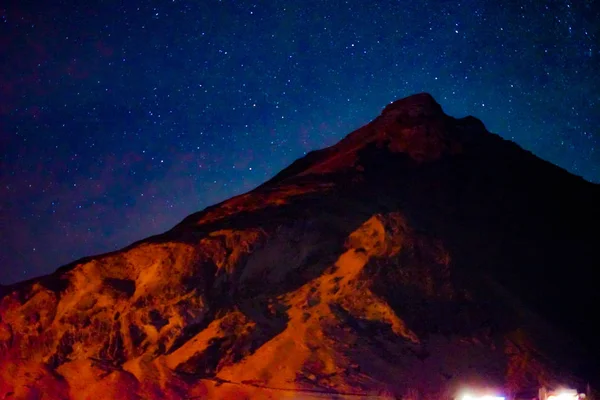 Iceland snow-covered mountains and a starry sky