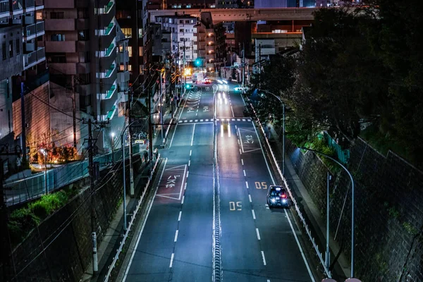 Vista Nocturna Tráfico Yokohama Minato Mirai Edificios —  Fotos de Stock