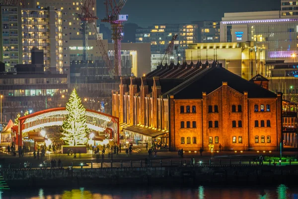 Rode Baksteen Magazijn Kerstboom — Stockfoto