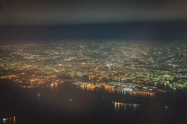 Йокогама Нічний Вид Літака — стокове фото