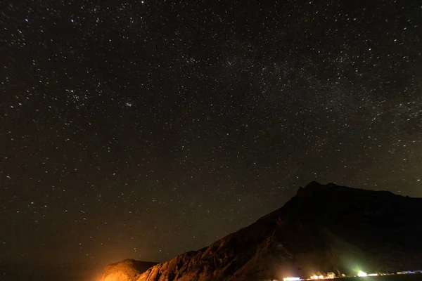 Bergsilhouet Sterrenhemel Ijsland — Stockfoto