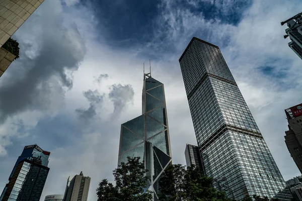 Grupo Construção Hong Kong Céu Nublado — Fotografia de Stock