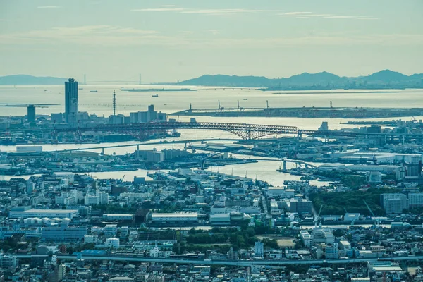 大阪市从安本纳巴希航站楼的景观 — 图库照片