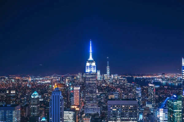 Pie State Building Vanaf Het Rockefeller Center Observation Deck Night — Stockfoto