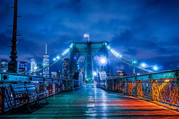 Ночь Бруклинского Моста — стоковое фото