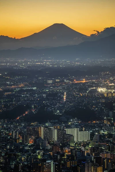 Fuji Silhouette Paysage Urbain Yokohama — Photo