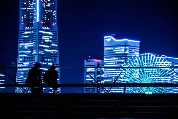 Люди Йокогама Нічний Вид Моста Йокогама Універсітіс — стокове фото