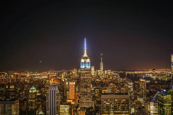 Pie State Building Vanaf Het Rockefeller Center Observation Deck Night — Stockfoto