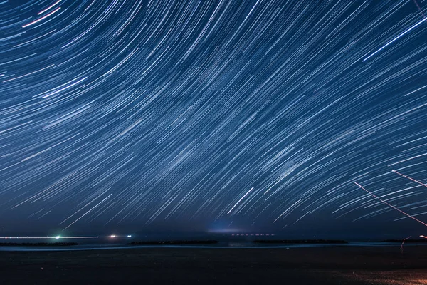 Minutes Star Trajectory Sendai Arahama Coast — Stock Photo, Image