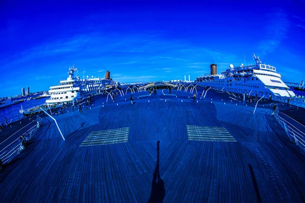 Osanbashi Dřevěné Paluby Luxusní Výletní Lodě — Stock fotografie