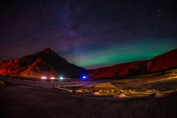 아이슬란드 오로라 와산의 실루엣 — 스톡 사진