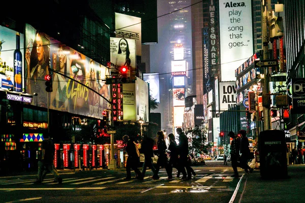 Nachtzicht Het New York Times Square Timessquare — Stockfoto