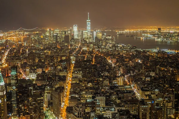 Widok Nocy Nowym Jorku Widziany Empire State Building — Zdjęcie stockowe