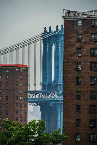 Γέφυρα Του Μπρούκλιν Και Τοπίο Της Νέας Υόρκης — Φωτογραφία Αρχείου