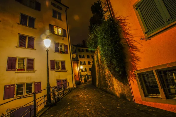 Zurique Suíça Dos Telhados Cidade Velha Vista Noturna — Fotografia de Stock