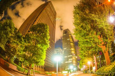 Tokyo Shinjuku gökdelenler gece görüşü